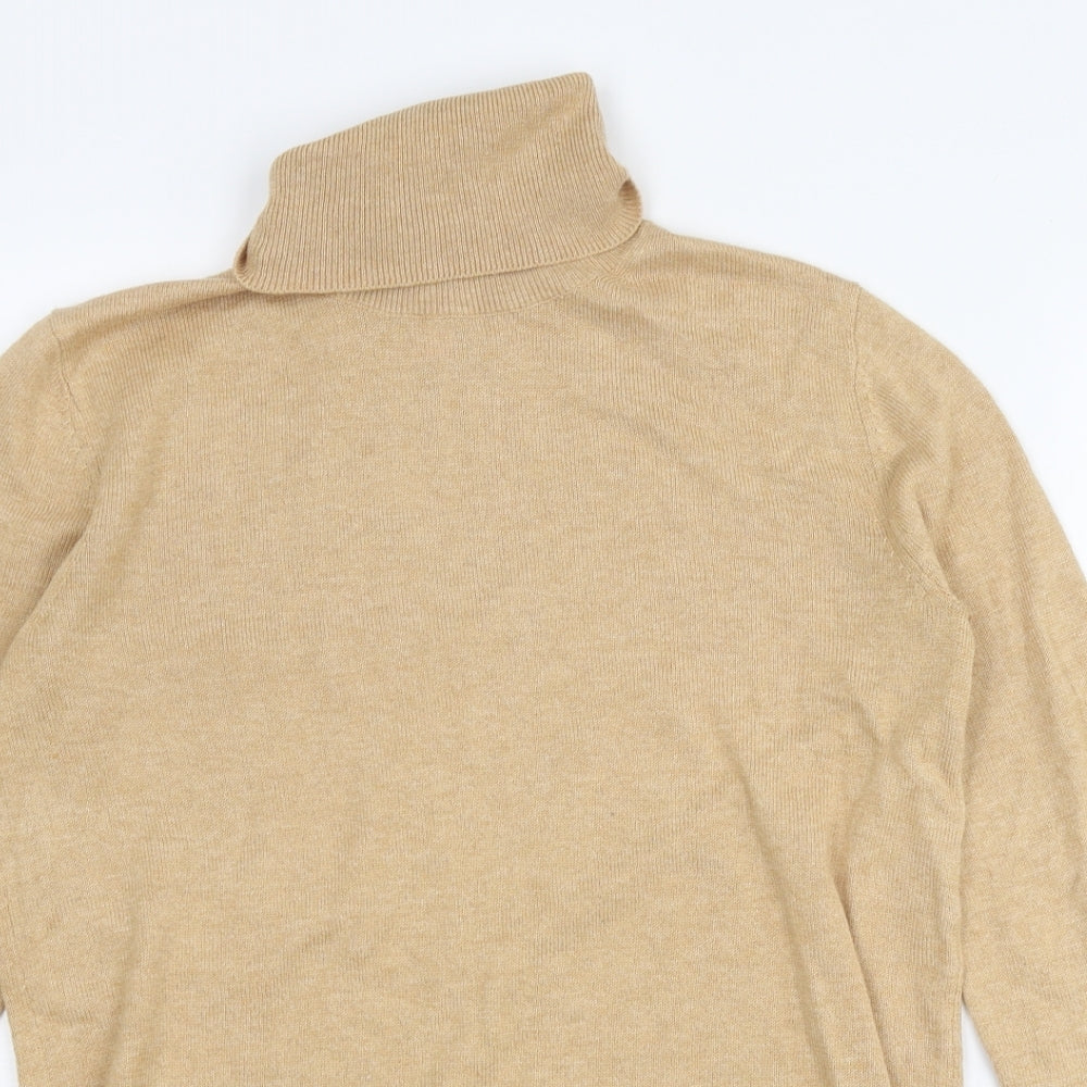 Joe Fresh Mens Beige Roll Neck Cotton Pullover Jumper Size XS Long Sleeve