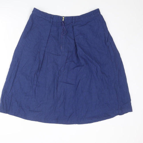 NEXT Womens Blue Linen A-Line Skirt Size 12 Zip