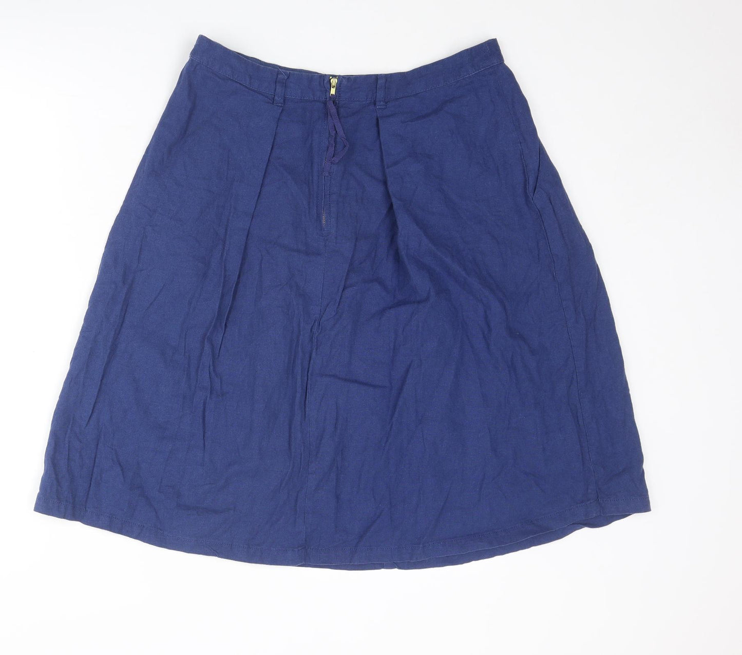 NEXT Womens Blue Linen A-Line Skirt Size 12 Zip