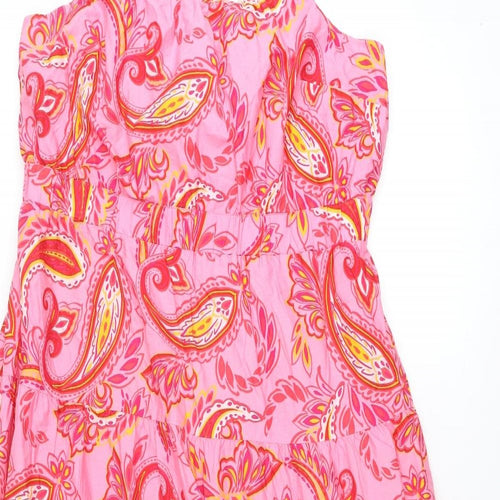 NEXT Womens Pink Paisley Cotton Maxi Size 20 Square Neck Pullover