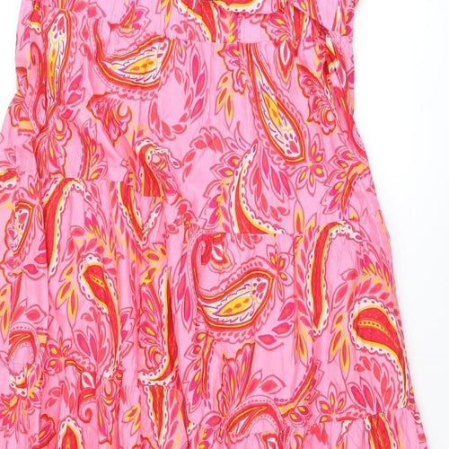 NEXT Womens Pink Paisley Cotton Maxi Size 20 Square Neck Pullover