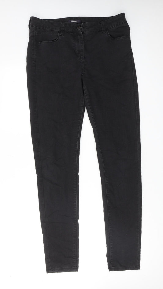 Marks and Spencer Womens Black Cotton Jegging Jeans Size 12 Regular Zip