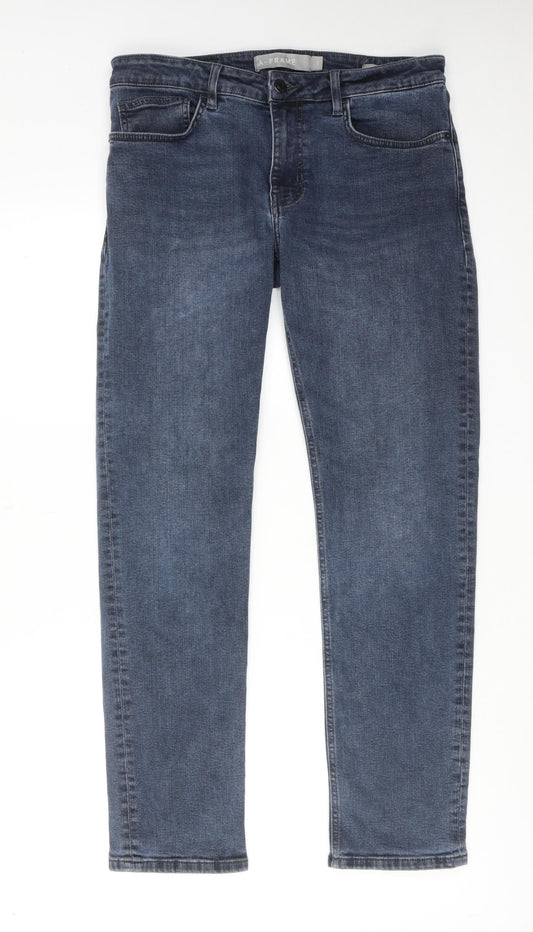 A-FRAME Mens Blue Cotton Skinny Jeans Size 32 in Regular Zip
