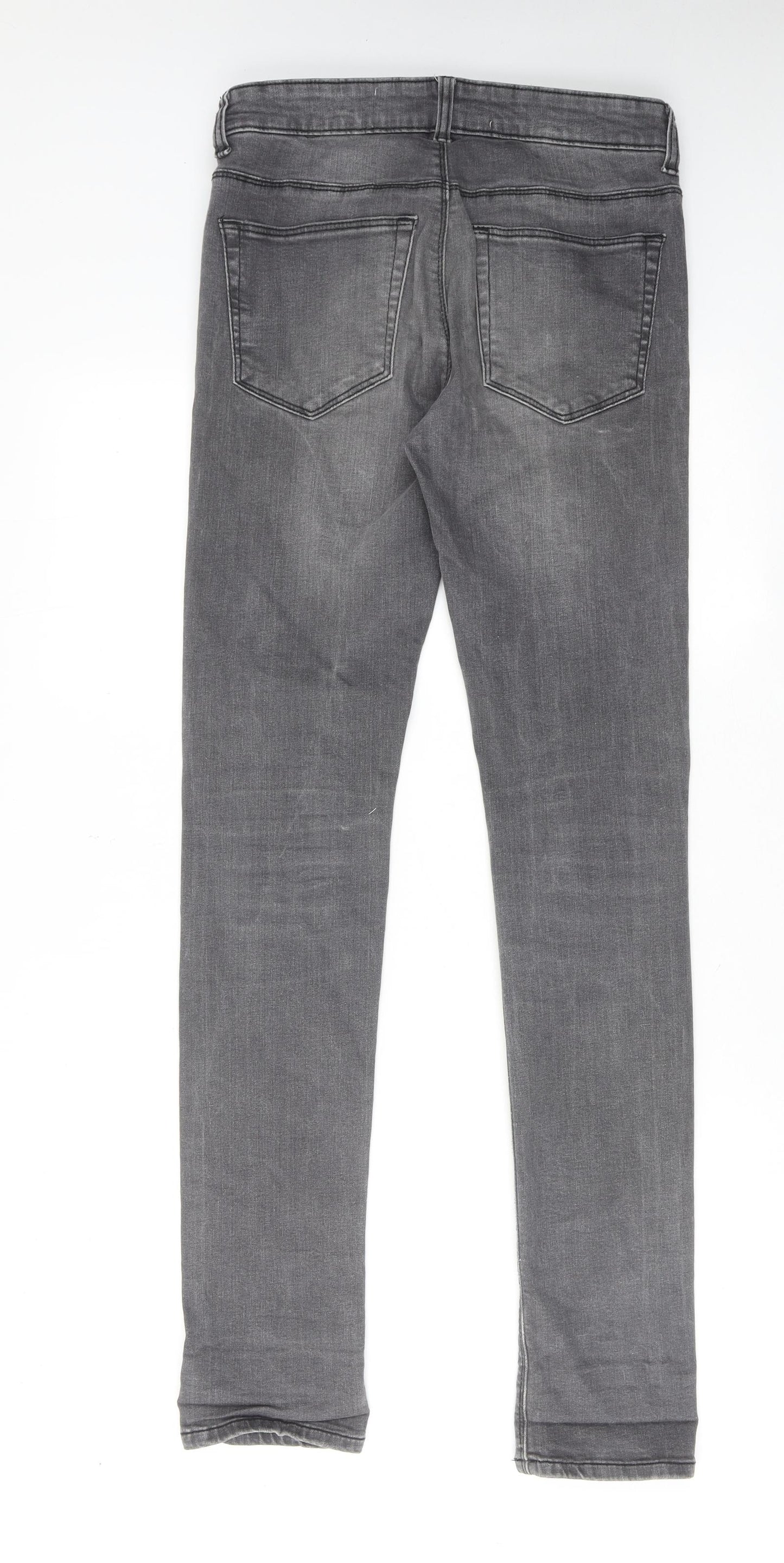 New Look Mens Grey Cotton Skinny Jeans Size 30 in L34 in Regular Zip