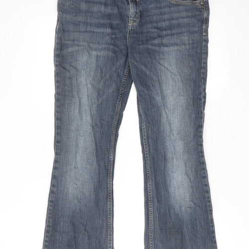 NEXT Womens Blue Cotton Bootcut Jeans Size 12 Regular Zip