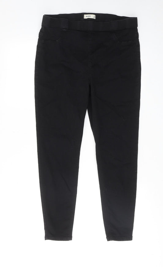 Marks and Spencer Womens Black Cotton Jegging Jeans Size 16 Regular Zip