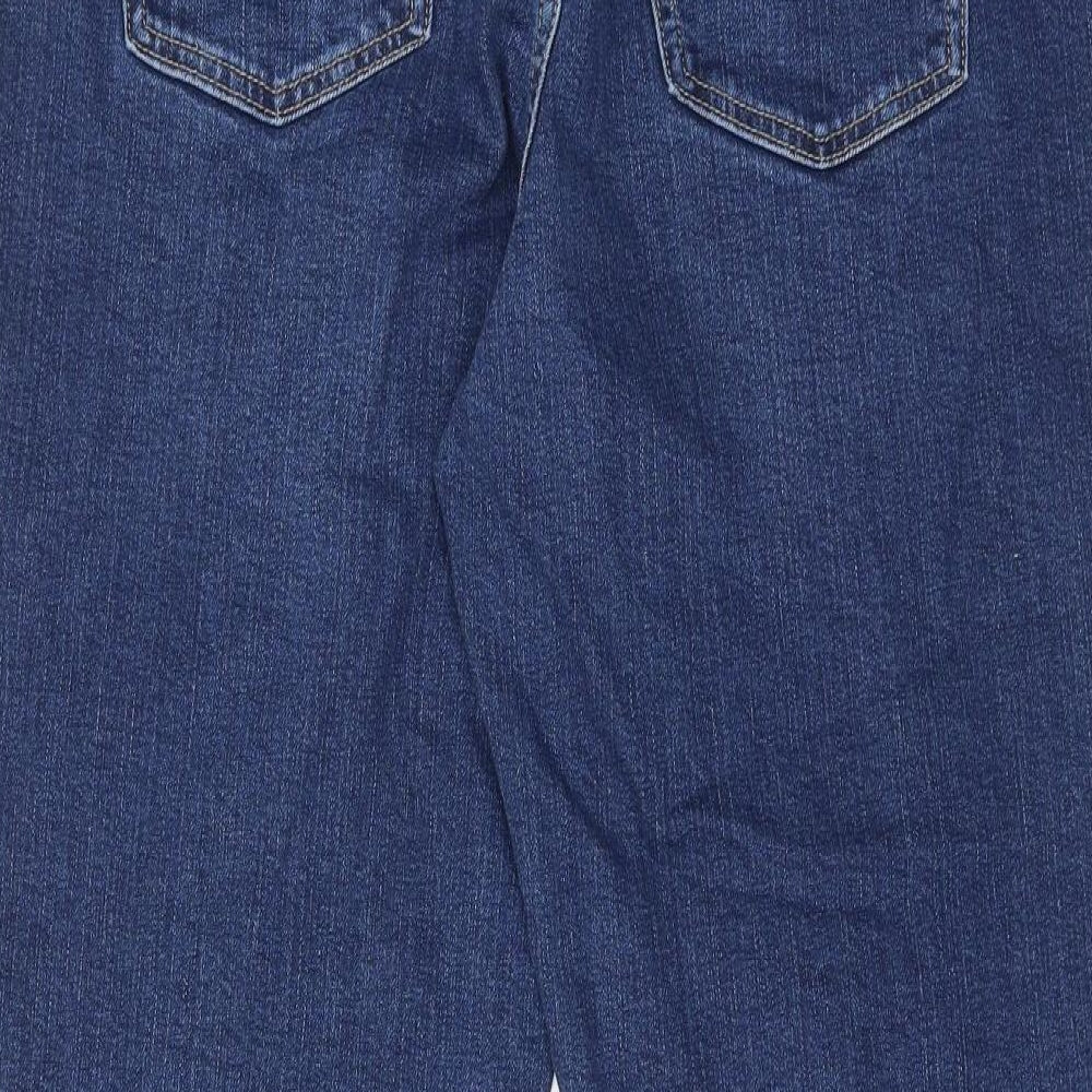 Marks and Spencer Womens Blue Cotton Mom Jeans Size 14 Regular Zip