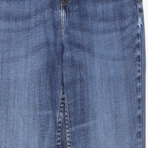 Indigo Womens Blue Cotton Bootcut Jeans Size 12 Slim Zip