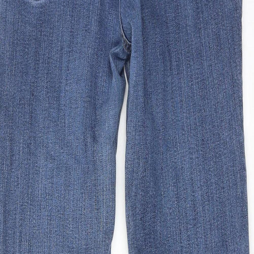 Indigo Womens Blue Cotton Bootcut Jeans Size 12 Slim Zip
