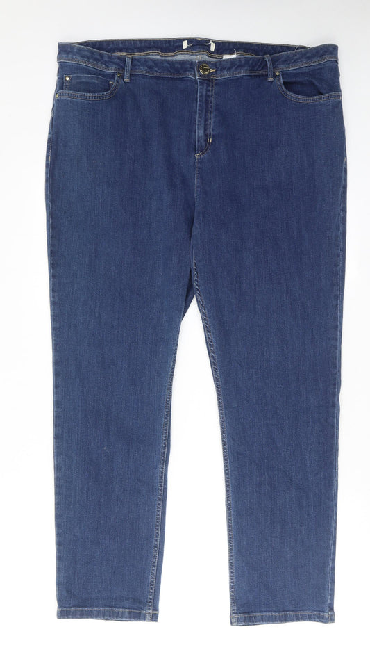 Per Una Womens Blue Cotton Skinny Jeans Size 22 Regular Zip