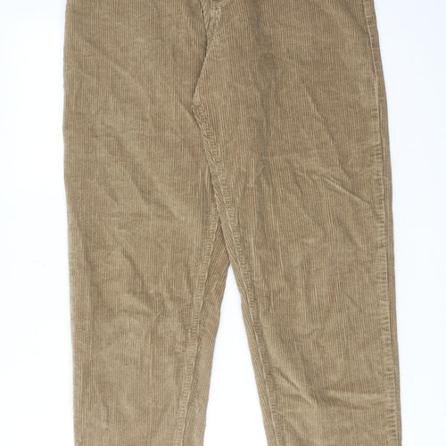 ASOS Womens Brown Cotton Trousers Size 28 in L30 in Regular Zip