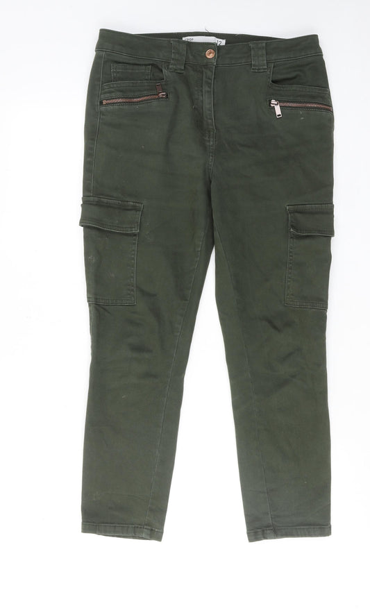 NEXT Womens Green Cotton Skinny Jeans Size 12 Regular Zip