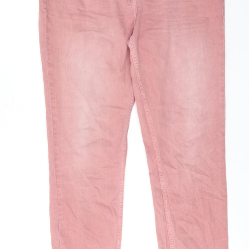NEXT Womens Pink Cotton Straight Jeans Size 12 Regular Zip