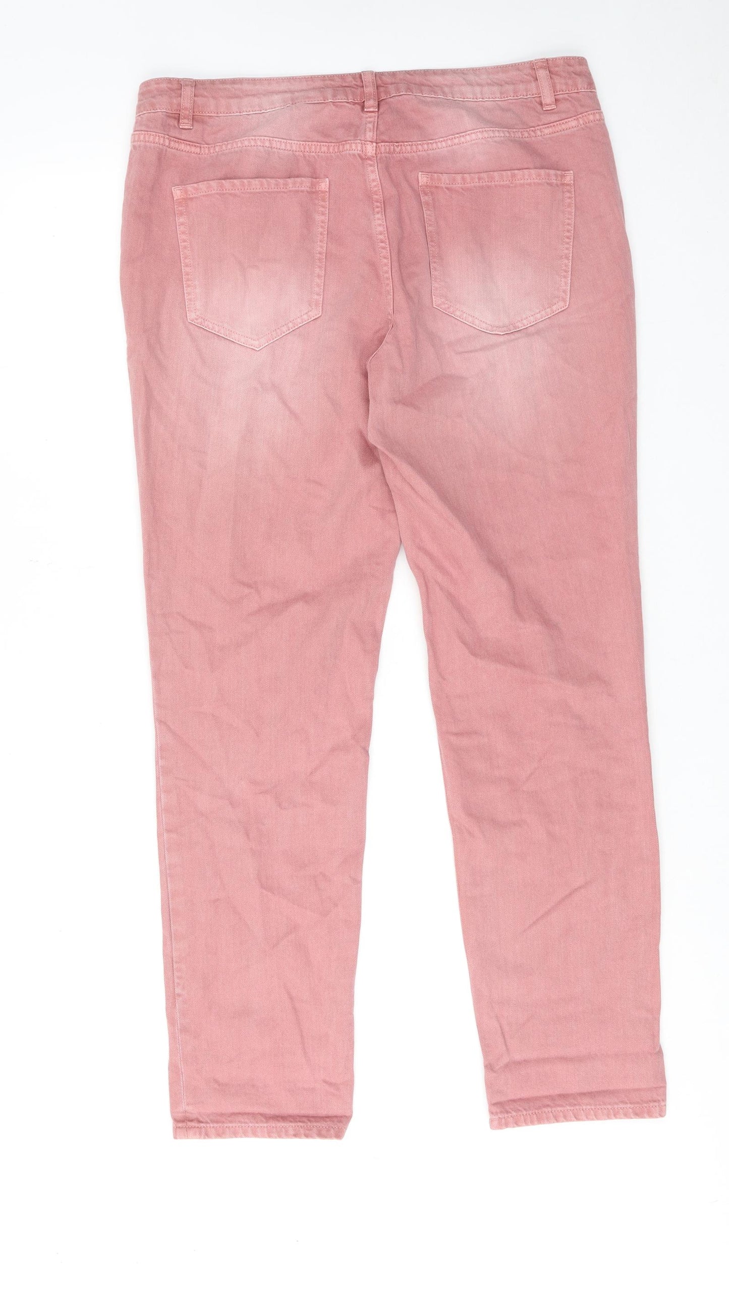 NEXT Womens Pink Cotton Straight Jeans Size 12 Regular Zip