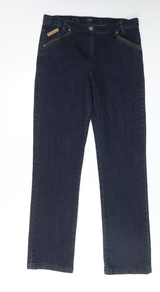 Thalava Womens Blue Cotton Straight Jeans Size 30 in Regular Zip