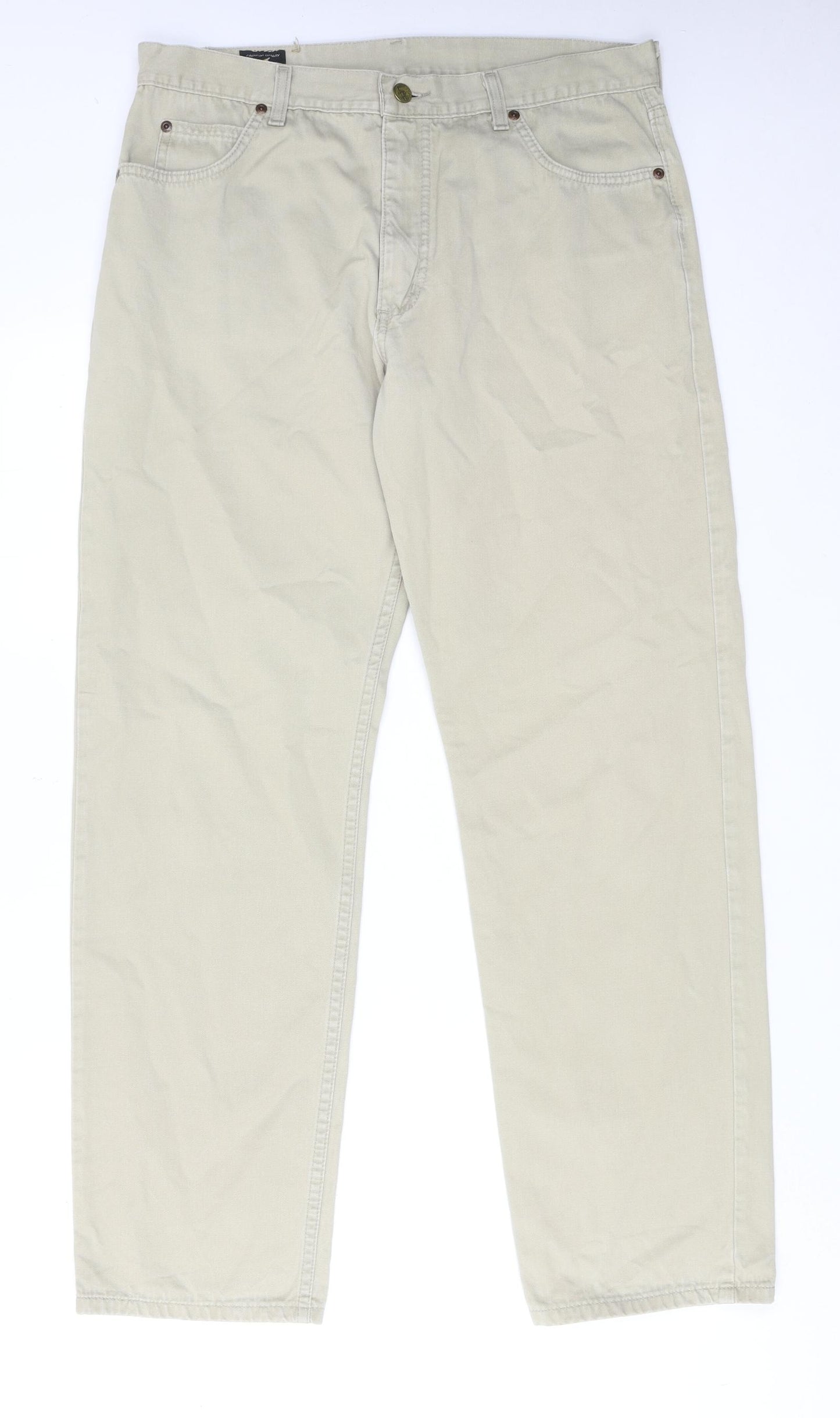 Lee Mens Beige Cotton Chino Trousers Size 34 in L32 in Regular Zip