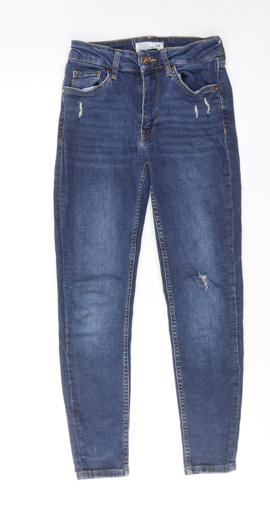 Peacocks Womens Blue Cotton Skinny Jeans Size 10 Regular Zip