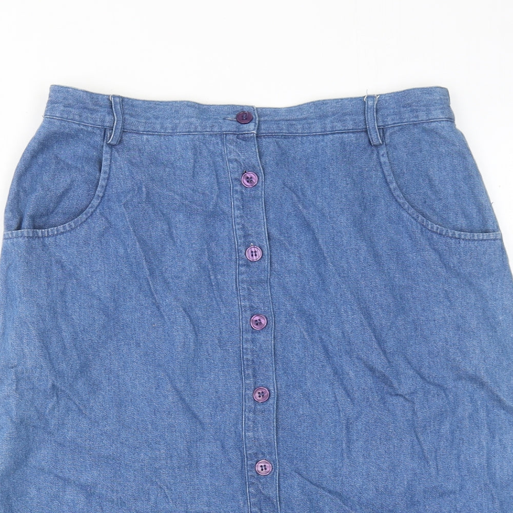 Jumper Womens Blue Cotton A-Line Skirt Size 14 Button