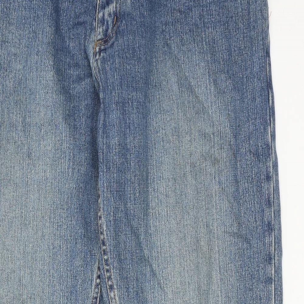 George Mens Blue Cotton Bootcut Jeans Size 36 in L33 in Regular Button