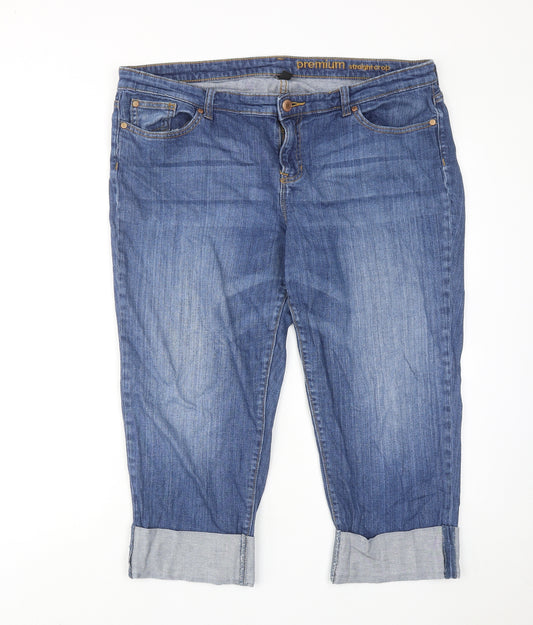 Gap Womens Blue Cotton Cropped Jeans Size 16 Regular Zip