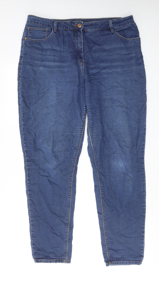 Papaya Womens Blue Cotton Straight Jeans Size 16 Regular Zip