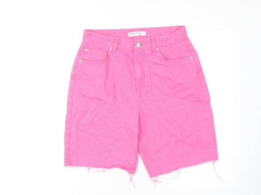 Denim & Co. Womens Pink Cotton Cut-Off Shorts Size 10 Regular Zip