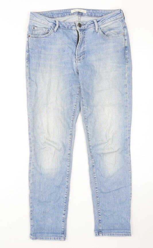 Maison de Nimes Womens Blue Cotton Straight Jeans Size 10 Regular Zip