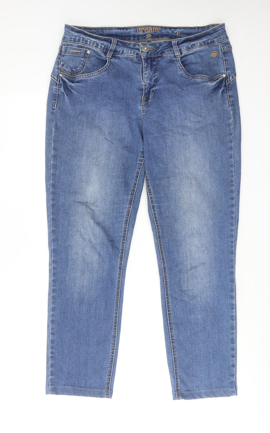 Cream Womens Blue Cotton Straight Jeans Size 31 in Regular Zip