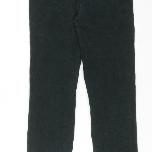 Marks and Spencer Womens Green Cotton Trousers Size 10 Regular Zip
