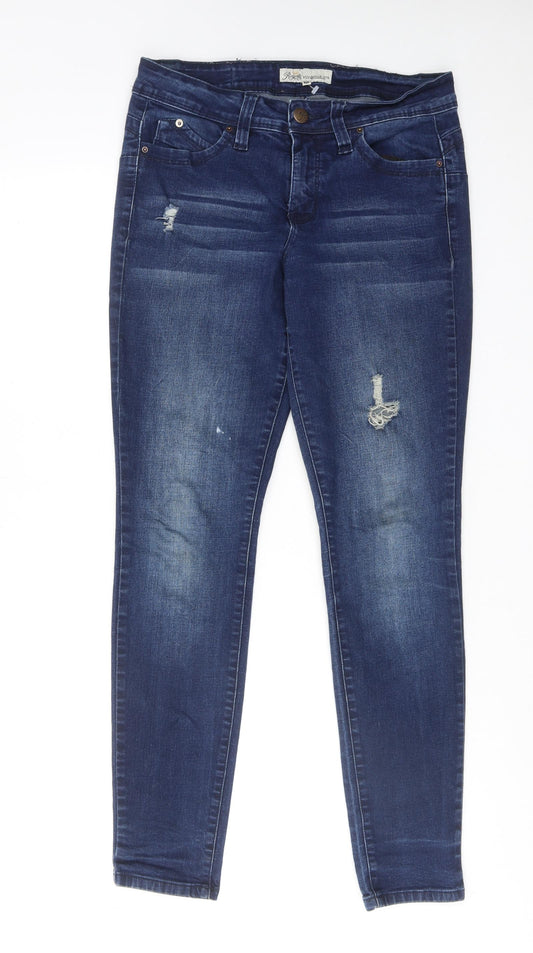 Royalty Womens Blue Cotton Skinny Jeans Size 10 Regular Zip