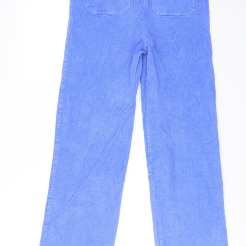 Oliver Bonas Womens Blue Cotton Trousers Size 10 Regular Zip