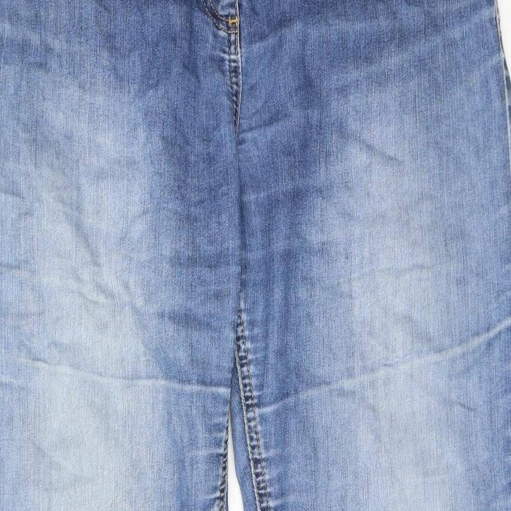 Wallis Womens Blue Cotton Straight Jeans Size 10 Regular Zip