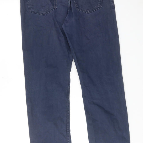 Marks and Spencer Mens Blue Cotton Tapered Jeans Size 32 in L31 in Regular Zip