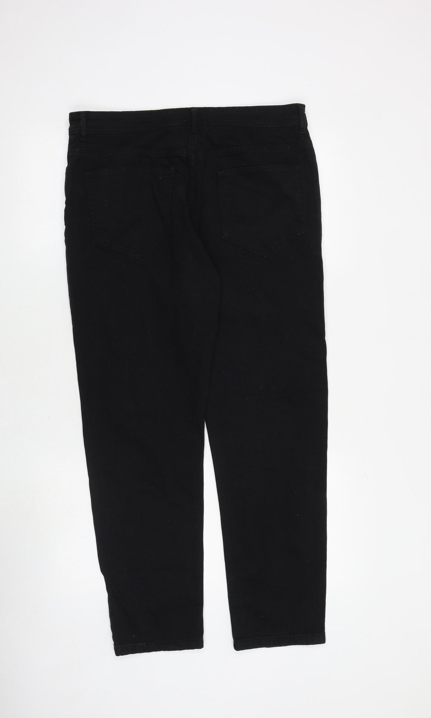 Denim & Co. Mens Black Cotton Straight Jeans Size 34 in L30 in Slim Zip