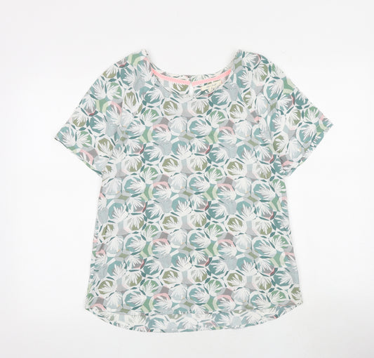White Stuff Womens Multicoloured Geometric Viscose Basic T-Shirt Size 10 Round Neck
