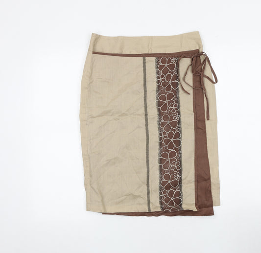 NAF NAF Womens Brown Floral Polyester A-Line Skirt Size 10 Zip
