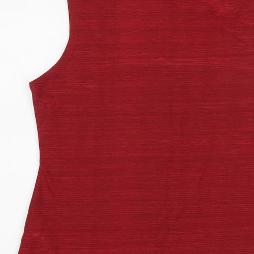 Kaliko Womens Red Geometric Polyester Basic Tank Size 14 Square Neck