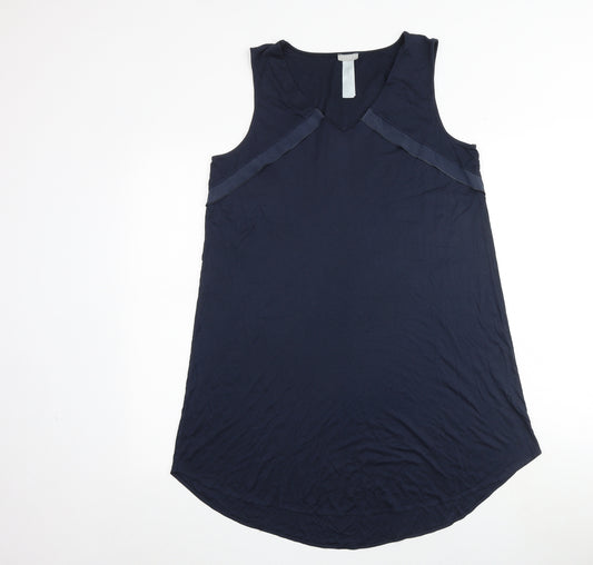 Hanro Womens Blue Viscose A-Line Size M V-Neck Pullover