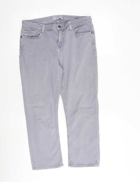 Fat Face Womens Grey Cotton Straight Jeans Size 12 Regular Zip