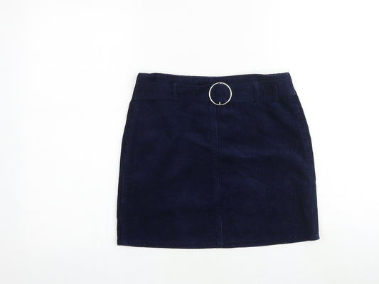 Denim & Co. Girls Blue 100% Cotton Mini Skirt Size 11-12 Years Regular Buckle