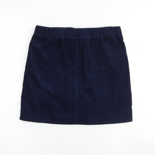 Denim & Co. Girls Blue 100% Cotton Mini Skirt Size 11-12 Years Regular Buckle