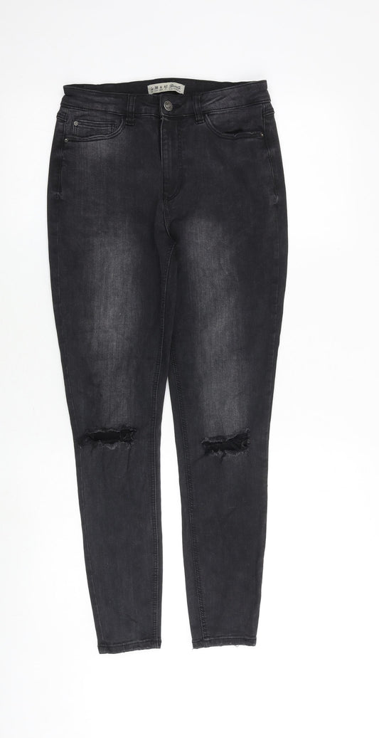 Denim & Co. Womens Black Cotton Skinny Jeans Size 10 Slim Zip