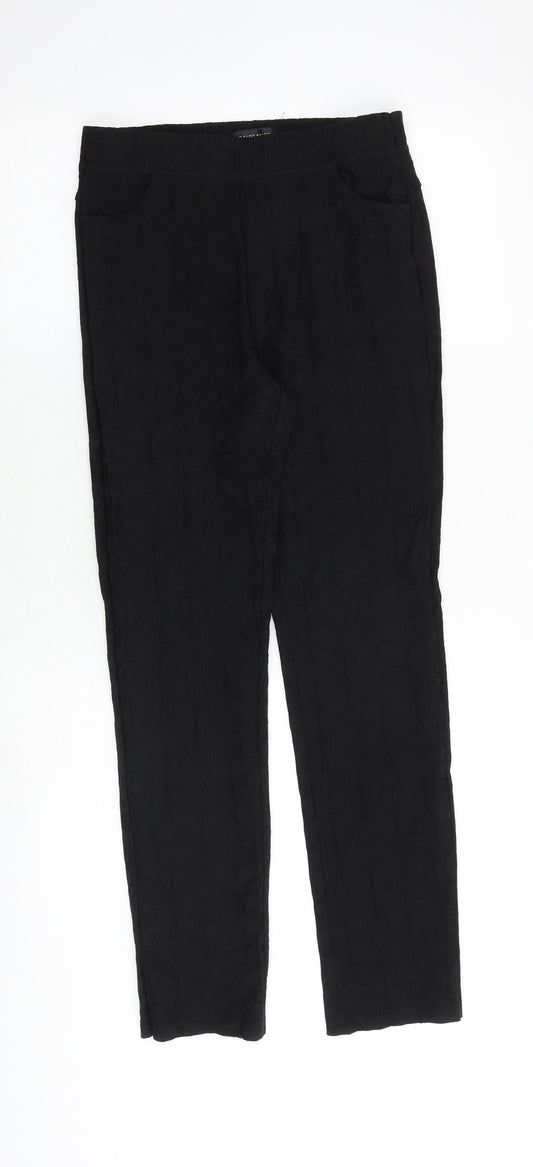 Just Elegance Womens Black Viscose Trousers Size 28 in Regular - Textured