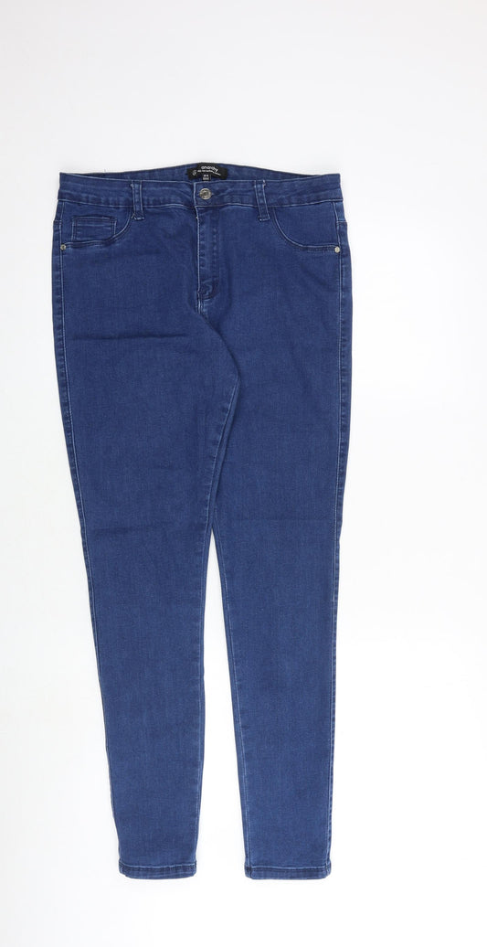 Missguided Womens Blue Cotton Skinny Jeans Size 14 Slim Zip