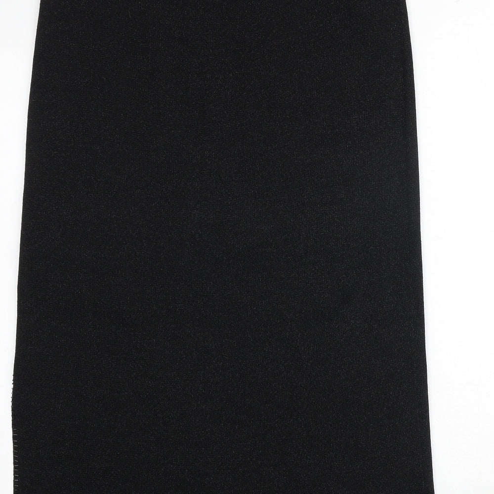 Emreco Womens Black Cotton A-Line Skirt Size 14