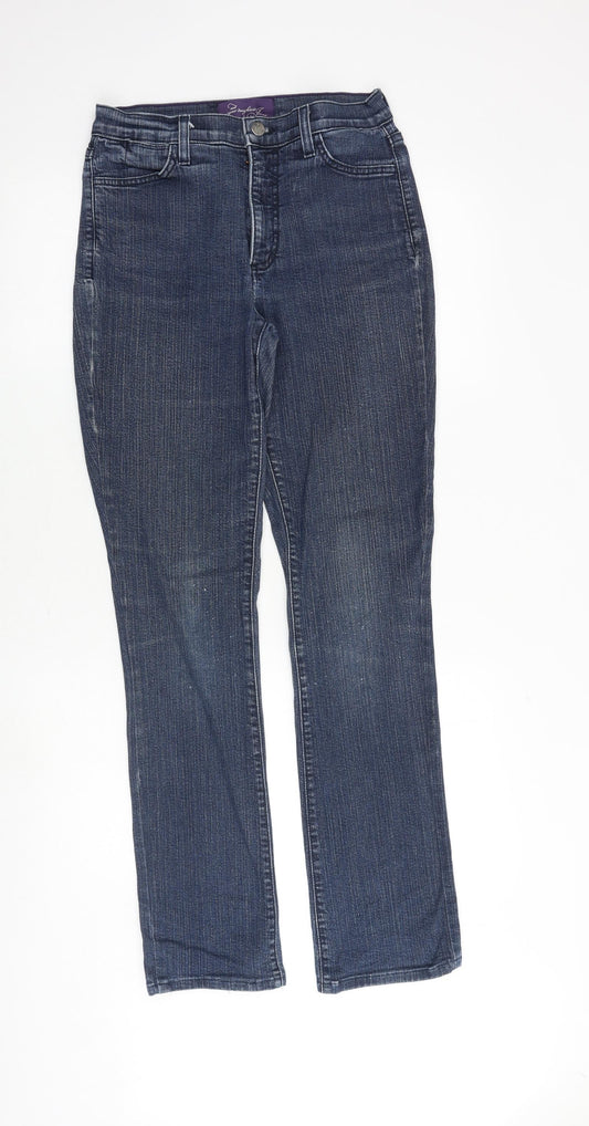 NYDJ Womens Blue Cotton Straight Jeans Size 6 Regular Zip