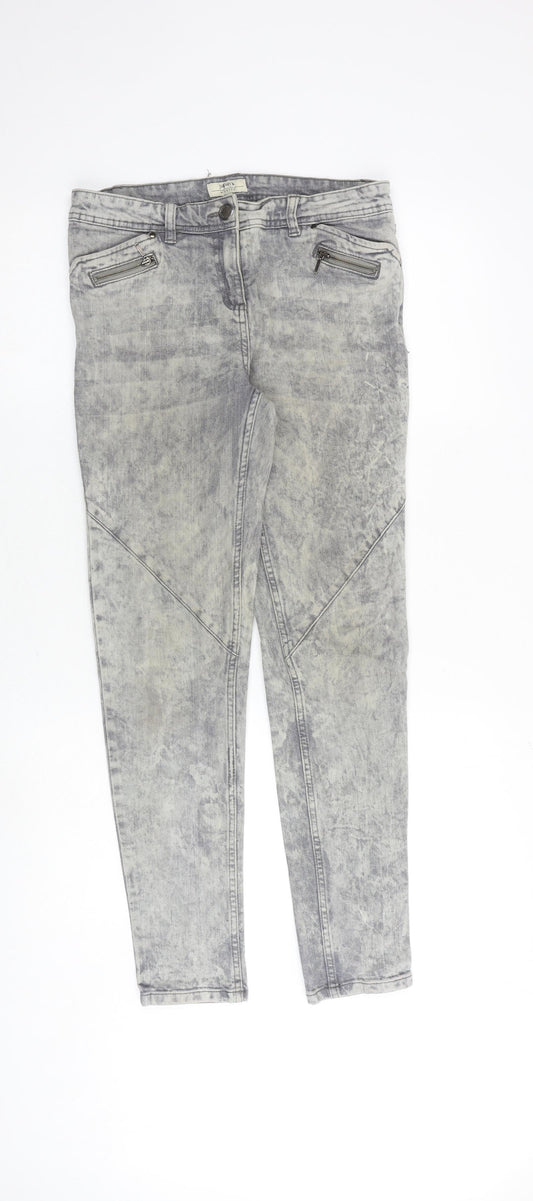Papaya Womens Grey Cotton Skinny Jeans Size 10 Regular Zip