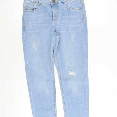 Dorothy Perkins Womens Blue Cotton Straight Jeans Size 8 Regular Zip