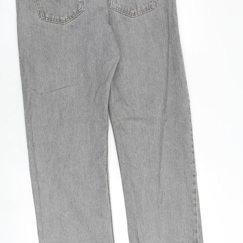 Marks and Spencer Mens Grey Cotton Straight Jeans Size 34 in L31 in Regular Zip