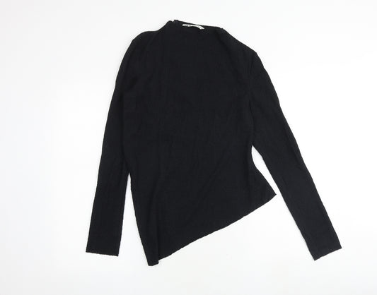 Zara Womens Black Cotton Basic T-Shirt Size M Round Neck